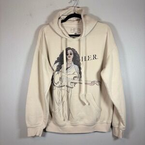 H.E.R. Artist Graphic Hoodie Tan Cream Official Tour Merch Sweatshirt Small